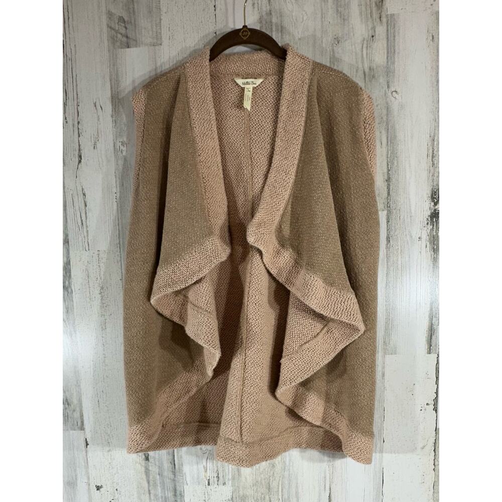 Matilda Jane Womens Waterfall Cardigan Sweater Vest Size Small Tan Khaki Nude‎